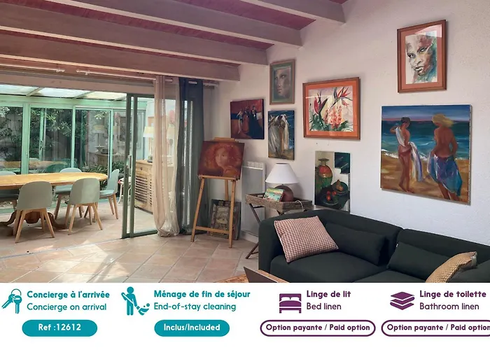 펜션 800m De La Plage, Maison Pour 7 Avec Jardin